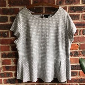 Gray and White Patterned Top
